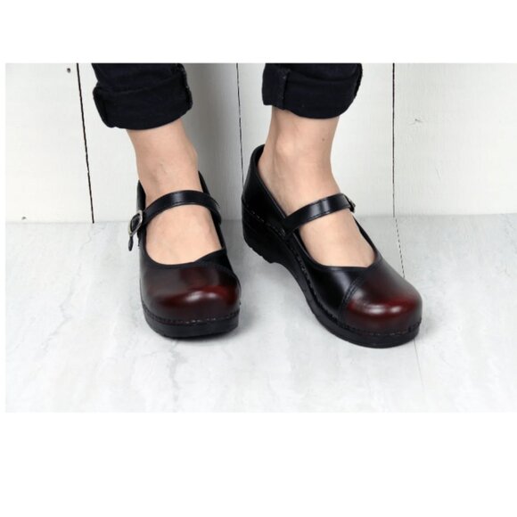 [NIB!] Sanita - Everly Mary Jane Clog Cabrio Leather | Black Bordeaux | Size 36 - Picture 1 of 10